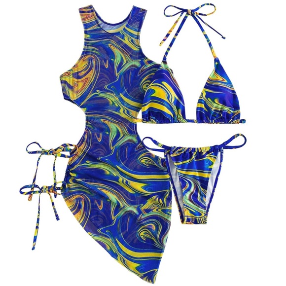 NWOT 3 Piece Bikini Set and Coverup - Picture 13 of 15